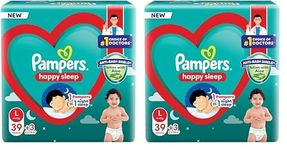 Pampers Happy Sleep Pant Style Baby Diapers, Large (L), 42 Count, 1 Pampers : 1 Night Sleep, with Anti Rash Shield, 9-14 Kg Diapers (Pack of 2)