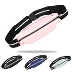 Wavefind Waist Pouch Running Belt Waist Packs Sport Fitness Workout Fanny Pack Bounce Adjustable Waterproof Waistband Bag Reflective Headphone Port Women Men for All Kinds of Phone-Pink