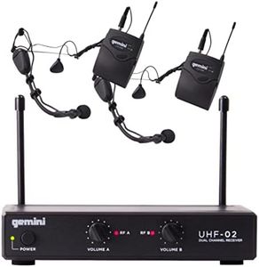 Gemini Sound UHF-02HL-S12 - Dual Channel UHF Wireless Headset & Lapel Mic System, Perfect for Fitness Instructors, Presenters, and Stage Performers