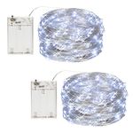 CANDLE IDEA 2 Pack 10m 100 LED Fairy Lights Battery Operated, Mini Fairy String Twinkle Lights, Battery Powered LED Christmas Tree Wire Lights, for Party, Centerpiece, Bedroom Decoration (Cool White)