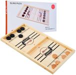 HELLO PAPAYA Fast Sling Puck Game,Wooden Hockey Game,Desktop Battle Sling Hockey Table Game,Adults or Kids Slingshot Board Game Parent-Child Interaction Toys