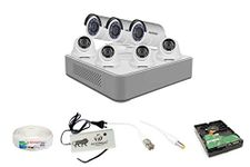 Hk Vision 2MP 8 Ch HD DVR & 2MP 4 Dome -3 Bullet Camera HD Combo kit, Include All Require Accessories for 7 Camera Installation Indoor Outdoor