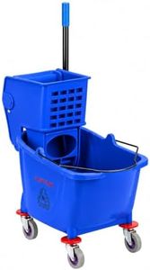 Commercial Mop Bucket with Wringer on Wheels | Blue 35 Quart