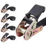 Masterwise Endless Ratchet Strap, Black Ratchet Straps Heavy Duty Tie Down Straps 1 Inch Simple Strap for Motorcycles, Trailer, Kayak, Cargo, Roof Rack (1in x 8ft-4pcs)