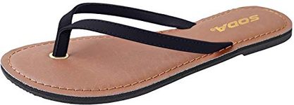 Soda Shoes Women Flip Flops Basic Plain Sandals Strap Casual Beach Thongs FELER black Size: 8 UK