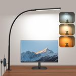 LIBORA Led Desk Lamp with Clamp, Eye-Caring Desk Light for Home Office, 3 Modes 10 Brightness Clip on Desk lamp, Flexible Gooseneck Table lamp, Memory Function, Study, Work, Draw, Reading, Black