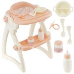 BiBi Doll Dolls Feeding High Chair Toy Play Set with Baby Doll Accessories Kids Role Play Toys Baby Doll Furniture