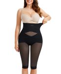 Gotoly High Waist Shapewear Tummy Control Leggings Capri Body Shaper Shorts Criss-Cross Butt Lift Panties Thigh Slimmer Black