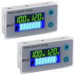 DROK 12V Battery Monitor 2pcs, Digital Battery Capacity Tester, Percentage Level Voltage Temperature Switch Meter Gauge 12V LCD Display Marine RV Battery Power Indicator Panel