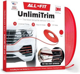 All-Fit Automotive UnlimiTrim – Universal Decorative Exterior and Interior Trim – Easy-to-Install Anywhere Automotive Exterior Accessories (0.25” W x 120” L, Red)