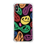 Colorful Hippie Smile Case for iPhone Xs Max,Happy Smiley Face Hippie Indie Collage Trippy Cute iPhone Case for Girls Women, Unique Trendy TPU Bumper Cover Case for iPhone Xs Max