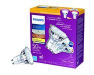 PHILIPS LED Bulb - 50W GU10 Glass Soft White WarmGlow (2700K-2200K) -3 Pack