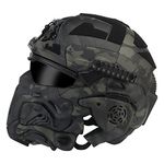 AQ zxdc Tactical Protective Full Face Helmet, with Mask Headset Googgles Defogging Fan, for Airsoft Paintball,BCP