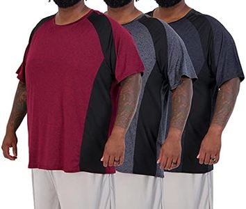 Real Essentials Men’s Big and Tall Tech Stretch Short Sleeve Crew Quick Dry Fit T-Shirt Wicking Active Athletic Gym Top Clothes Lounge Sleep Running Basketball Workout Tee, Set 6, 4X, Pack of 3