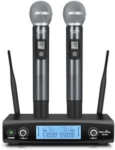 MicrocKing Wireless Microphone System Karaoke with Receiver Box + Volume Control Echo,for Church, Party, DJ, Meeting, Wedding