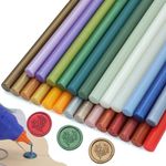 26 Pcs Wax Seal Sticks Mixed Colors, Andotopee Glue Gun Sealing Wax Sticks for Wax Seal Stamp, Premium Mini Wax Seal Glue Gun Sticks Gold Green Red Assorted Colors for Envelope Seal Craft (26 Colors)