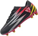 Vizari Bodega Firm Ground Youth Soccer Cleats for Boys/Girls - Black/Pink, Size 3 | Premium Material Soccer Shoes for Comfort and Enhanced Performance | Multicolour Kids Football Cleats