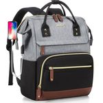 Laptop Backpack for Women Bag - 15.6 Inch Work Business Backpacks Purse with USB Port Large Capacity Nurse Bag Backbag, Waterproof Casual Daypack for Travel, Black-Grey-Brown