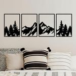 ESTART 4 PCS Metal Mountain Wall Art, Large Mountains Wall Decor, Mountain Forest Decorative Painting Suitable For Living Room Bedroom Office Indoor And Outdoor (50x15.7 inches/127x40 cm, Mountain Forest)