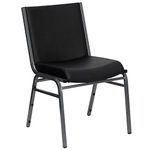 Flash Furniture HERCULES Series Heavy Duty, 3'' Thickly Padded, Black Vinyl Upholstered Stack Chair