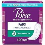 Poise Incontinence Pads, Light Absorbency, Regular Length, 120 Count (4 Packs of 30)