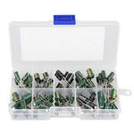 Oumefar 100Pcs 10 Values 10V-63V Audio Capacitor Assorted Kit 10uf-470uf DIY High Grade Electrolytic Capacitor Assortment Kit for Making Audio Circuit