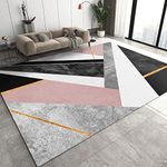 SANSJI Grey White Pink Black Marble Area Rug, Light Luxury Abstract Machine Washable Floor Carpet, Soft and Plush Mats for Living Room Bedroom 50 x 80 cm