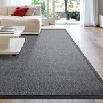 iCustomRug Zara Synthetic Sisal Collection Area Rug and Custom Size Runners, Softer Than Natural Sisal Rug, Stain Resistant & Easy to Clean Beautiful Border Rug in Graphite 6' x 8'