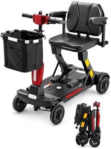 Ecomobi Light Weight Mobility Scooter for Seniors & Adults, 12–30 Mile Range, Foldable Airline Approved Portable 4 Wheel Motorized Scooter with Removable Lithium Battery, 300 lb Capacity, MS02F Red