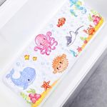 LATERN Bathtub Mat for Kid, 100CM x 40CM Extra Long Bath Tub Mat Anti Slip Shower Mat with Suction Cups and Drain Holes for Bathroom Wet Floor - Machine Washable (Octopus)