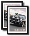 NIHO-JIUMA Diamond Painting Wood Frames, Suitable for 12x16 in / 30x40 cm Diamond art, or Oil Paintings Photos, Natural Solid Wood Picture Frames with Plexiglass (2 Pack, Black)