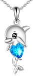 AINFQY Dolphin Necklace for Women 925 Sterling Silver Cute Dolphin Pendant Jewelry Heart Cubic Zirconia Gift (B-Dolphin)