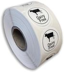 1000 x Roll 25mm round white dairy free labels permanent allergen safety intolerance stickers