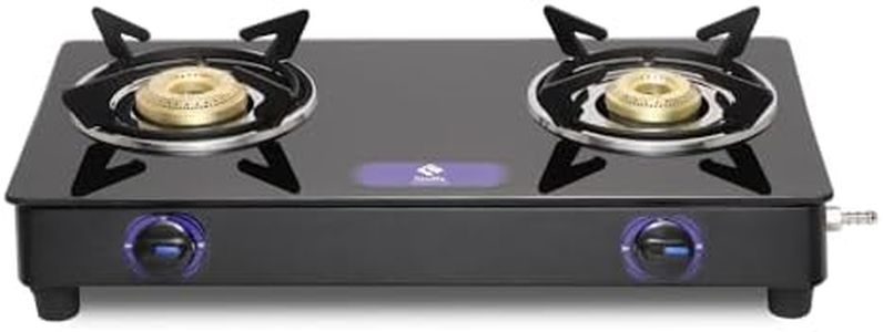 Stuffa LPG Gas Stove 2 Burner Glass Top Black Body Royal with BIS Certified Doorstep Warranty 1 Years (Black)