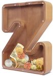 UBeesize 12in Extra Large Wooden Piggy Bank,Letter Piggy Bank for Boys Girls,Money Coin Bank for Kids,Christmas,Birthday,Children“s Gift and Home Office Decoration（Z）