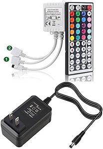 SUPERNIGHT 2 Ports IR RGB Light Strip Remote Controller and 12V 2A Power Supply AC Adapter AC 100-240V to DC Switching Adapter