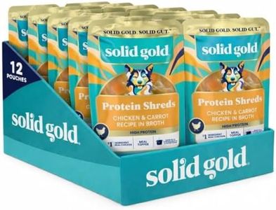 Solid Gold Dog Food Topper - 12 Pack Protein Shreds Wet Dog Food Topper w/Chicken & Carrots - High Protein Meal Toppers for Dogs to Support Muscle Growth and Overall Immunity