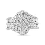 Amazon Collection Sterling Silver Diamond 3 Row Twist Fashion Band Ring (1/10 cttw), Size 8