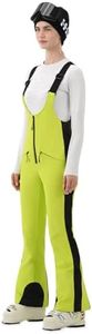 HIGH EXPERIENCE Womens Ski Bib Pants Slim Fit Soft Shell Snow Skinny Fitted Snowboard Insulated Waterproof Windproof Warm (Light Green, X-Small)