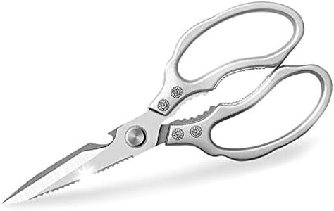 AWinjoy Kitchen Scissors, Heavy Duty Sharp Kitchen Shears Dishwasher Safe, Kitchen Gadgets Cooking Shears for Kitchen Meat Chicken Fish Poultry Herb Bread (Silver)