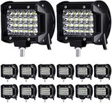 Yexiya 12 Pack 4 Inch LED Pods 72w 14400lm Light LED Bar Flood Spot Combo Led Off Road Lights Boat Lights Driving Lights Fog Lights Waterproof Pods LED Light for Truck ATV UTV SUV Boat