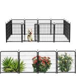 Getlay Tall Garden Fence, 36 in(H) Dog Fence Outdoor for Yard. Wide Door Low Threshold, 10 Panels Total 22.5Ft(L), Dog Fence Barrier for Digging. Fencing for Garden Beds, Dog Play Pen Outdoor