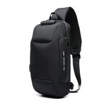 OZUKO Sling Bag Men Anti Theft Shoulder Crossbody Backpack Waterproof Hiking Chest Bag (Black)