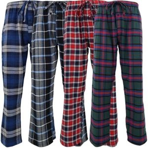 ANDREW SCOTT Men's 4 Pack 100% Cotton Flannel Pajama Sleep Pant - Lounge Pants, 4 Pack- Grab Bag Random Plaids, Medium