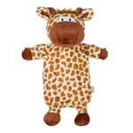 LIVIVO Large Hot Water Bottle with Animal Style Microfiber Fleece/Knitted/Faux, Soft Removable and Washable Cover - Quick Heat and Comforting Pain Relief (1L, Giraffe)