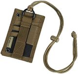 OneTigris Tactical ID Card Holder Hook & Loop Patch Badge Holder Neck Lanyard Key Ring and Credit Card Organizer (Coyote Brown)