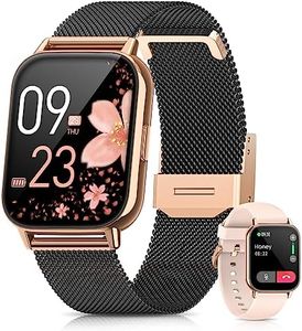 SWGOTA Smartwatch Donna Chiamate Bluetooth 5.2, 1.85" HD Smart Watch Orologio con Cardiofrequenzimetro SpO2 Sonno Fisiologia Femminile IP68 Notifiche Messaggi 18 modalità Sportive iOS Android Oro Nero
