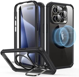 ESR for iPhone 15 Pro Case, Full-Body Shockproof MagSafe Case, Exceeds Military-Grade Protection, Magnetic Phone Case for iPhone 15 Pro, 2-Part Tough Case with Stand, Armor Series, Clear Black