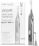 Supersmile Zina45 Deluxe Sonic Pulse Electric Toothbrush, Rechargeable Whitening Tooth Brush, Silver