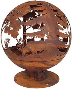 Esschert Design FF261 Fallen Fruits Oxidised Woodland Globe Speher Fire Pit Basket Bowl Cast Iron, red